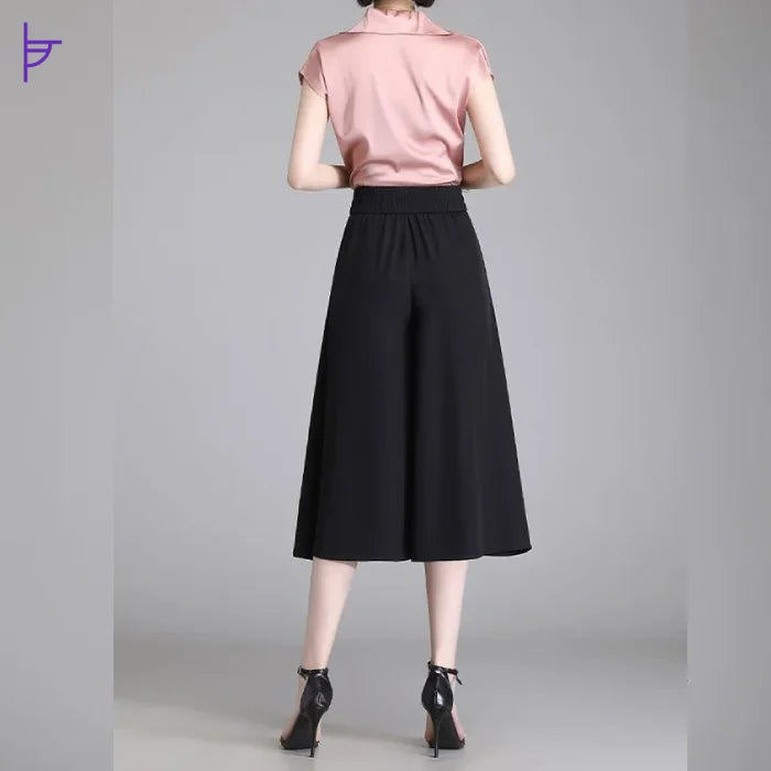 Ceinture Elastique du Pantacourt Femme Large Fluide Luana