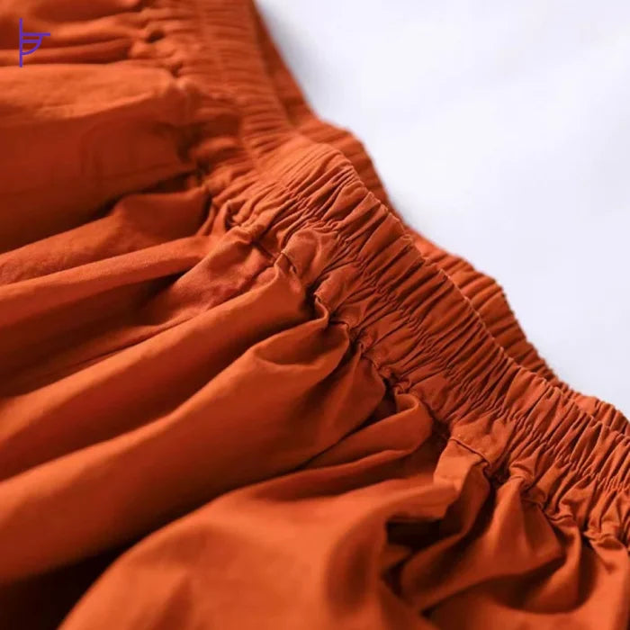 Ceinture Élastique du Pantacourt Sarouel Orange Femme