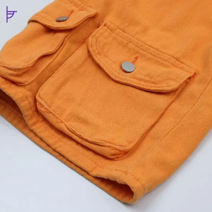 Finitions du Pantacourt Jean Poche-Partout Orange