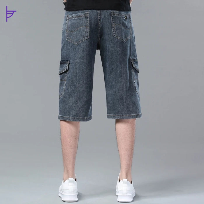 Pantacourt Bleu Anthracite en Denim pour Homme