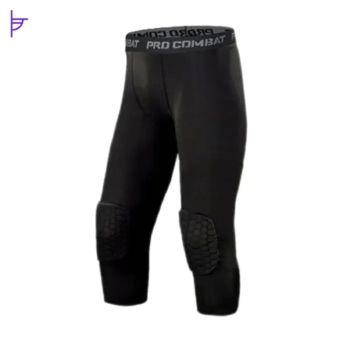 Pantacourt de Compression avec Protection aux Genoux Noir