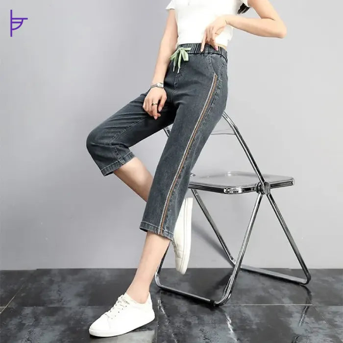 Pantacourt Droit en Jean Femme Railings