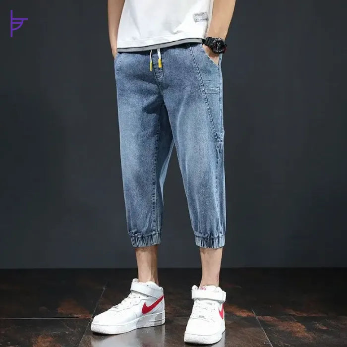 Pantacourt Homme Denim Slim Azur