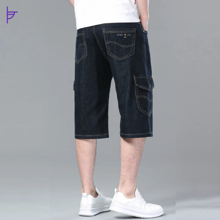 Pantacourt Jean Bleu Profond Homme