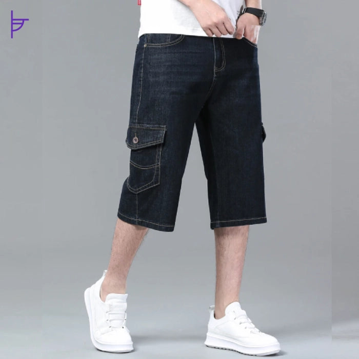 Pantacourt Jean Bleu Profond Mode Homme