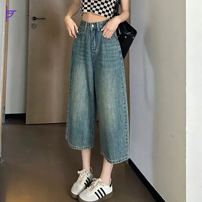 Pantacourt Jean Femme Taille Haute Ivy