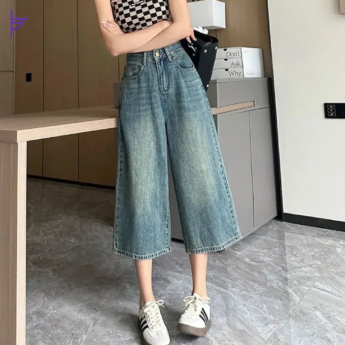 Pantacourt Jean Femme Taille Haute Le Pantacourt