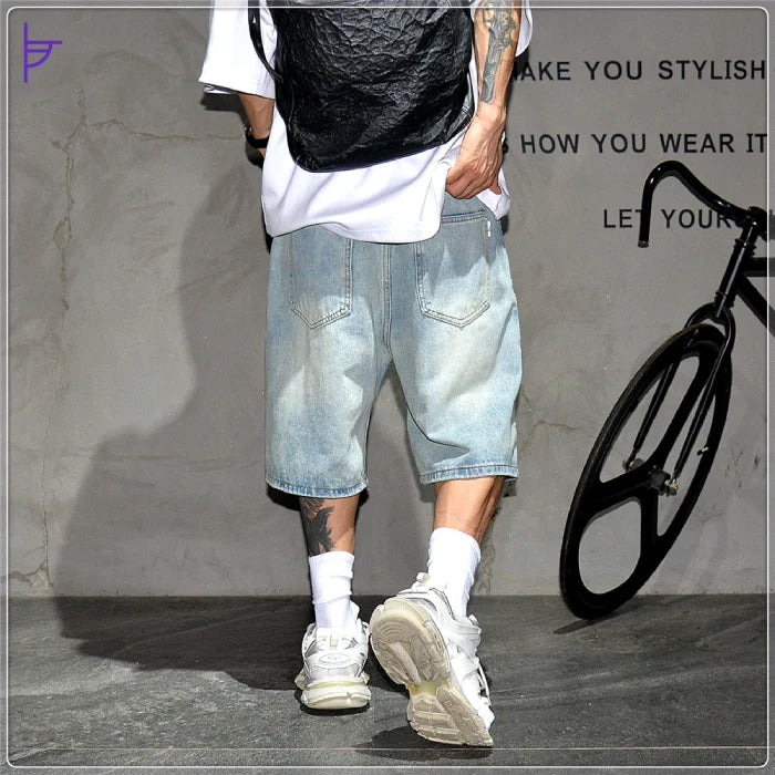 Pantacourt Jean Style Usé Homme