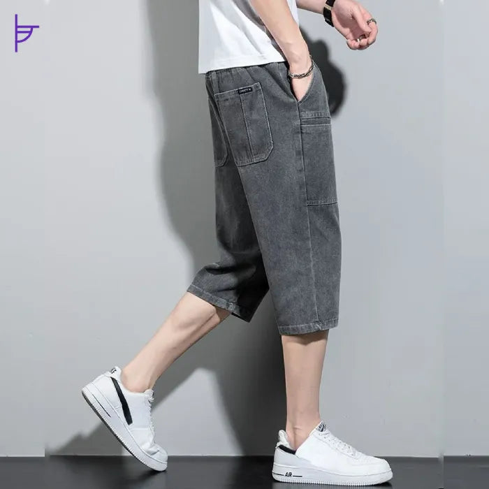 Pantacourt Jeans à Poche Graphite pour Homme