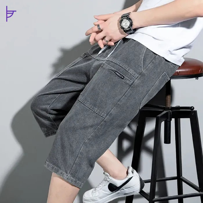 Pantacourt Jeans à Poche Graphite