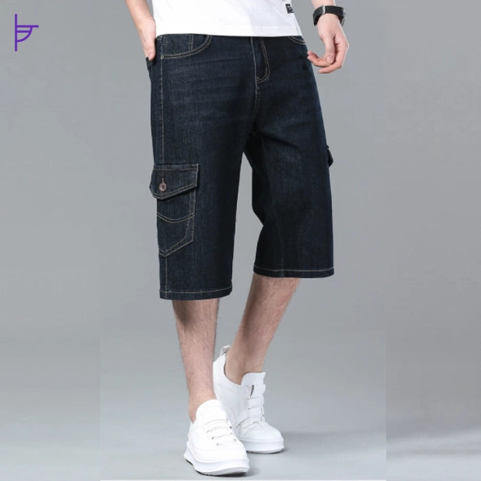 Pantacourt pour Homme en Jean Bleu Profond
