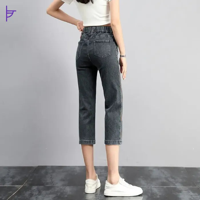 Pantacourt Droit en Jean Femme Railings