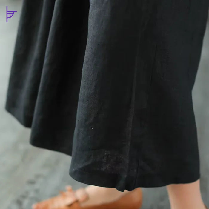 Tissu du Pantacourt Chic Large Noir de Jais