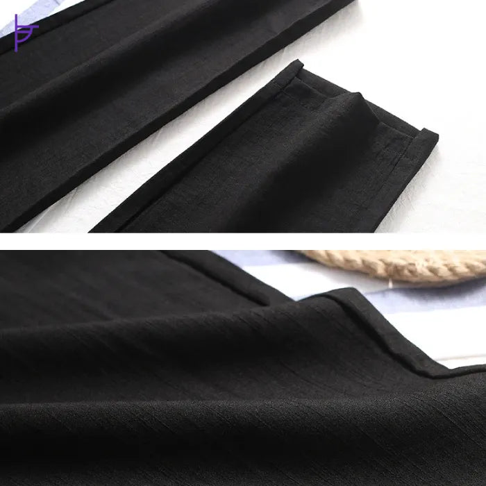 Tissu Pantacourt Noir Femme