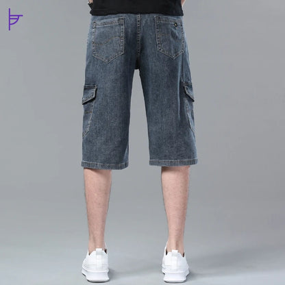 Pantacourt Bleu Anthracite en Denim pour Homme