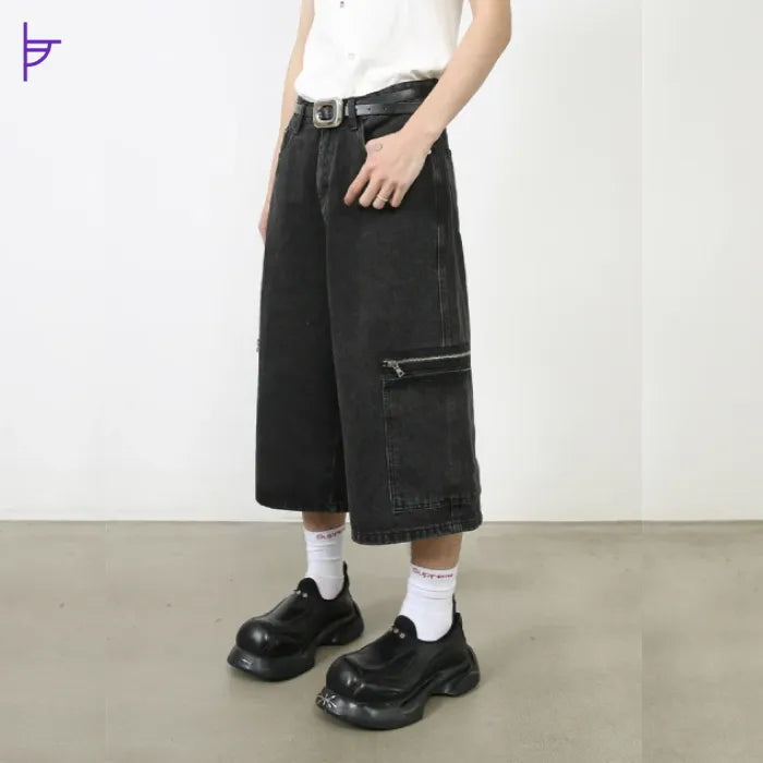 Pantacourt Dark Trend en Denim Noir