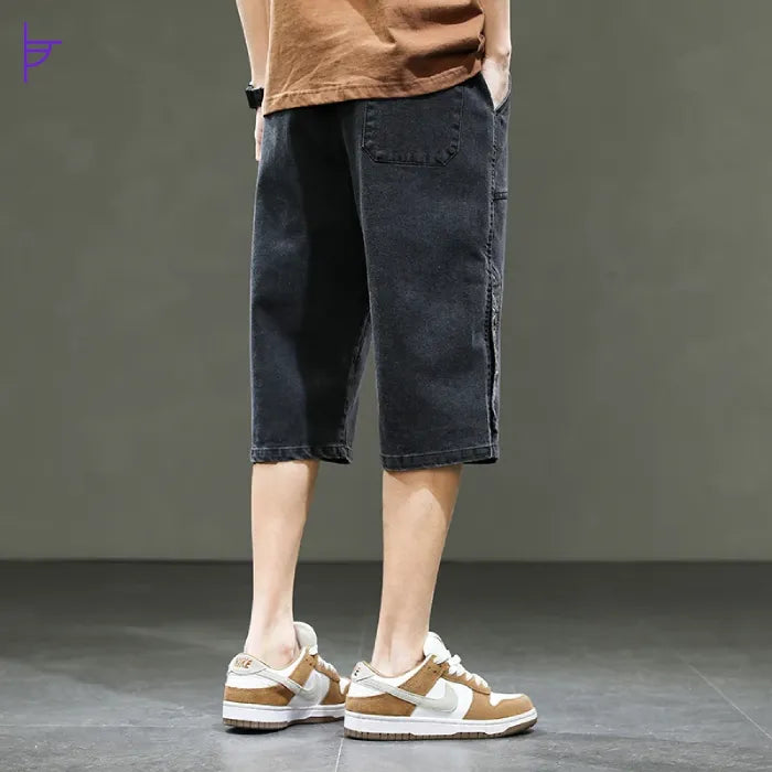 Pantacourt en Denim Noir Homme