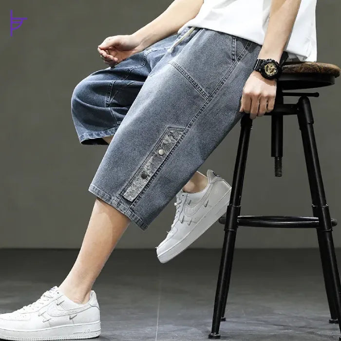 Pantacourt en Jean Bleu Legacy Homme