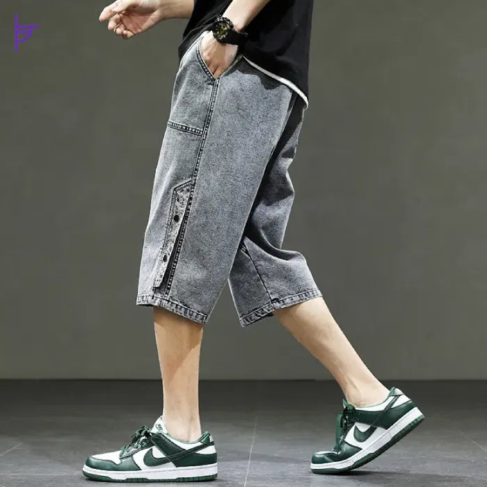 Pantacourt Gris en Jean pour Homme