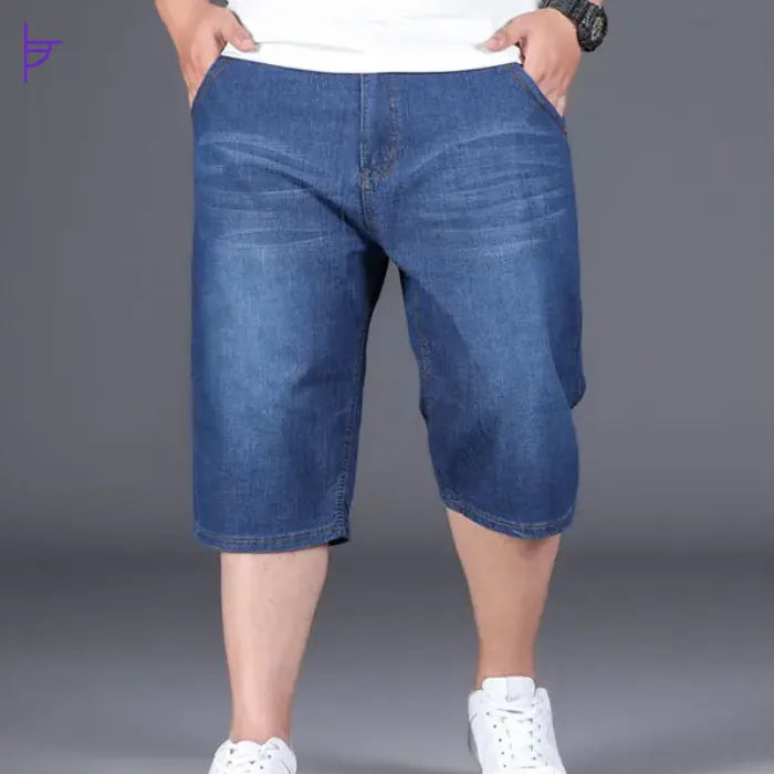 Pantacourt Homme Jean Large Bleu