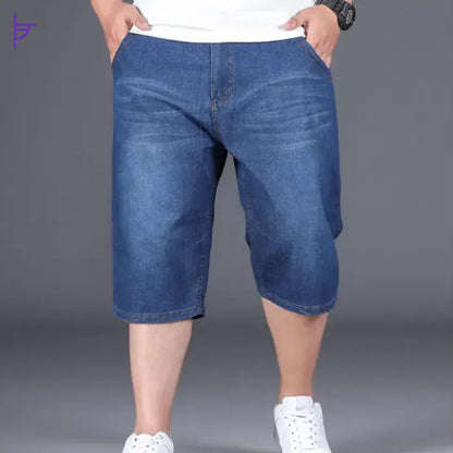 Pantacourt Homme Jean Large Bleu