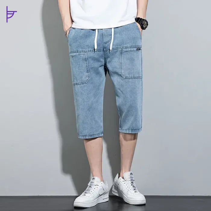 Pantacourt Jean Délavé Multi Poches Homme