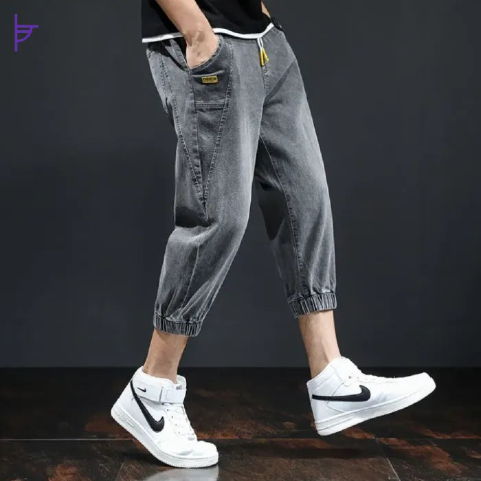 Pantacourt Jean Slim Homme Gris
