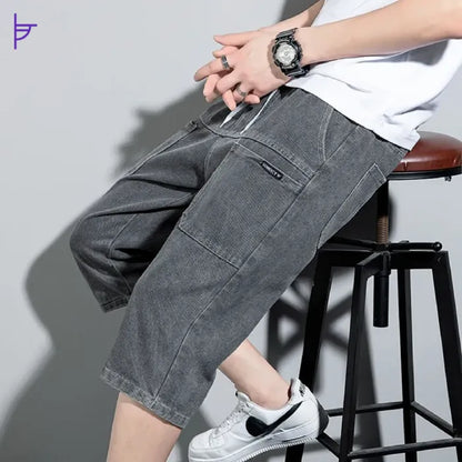 Pantacourt Jeans à Poche Graphite
